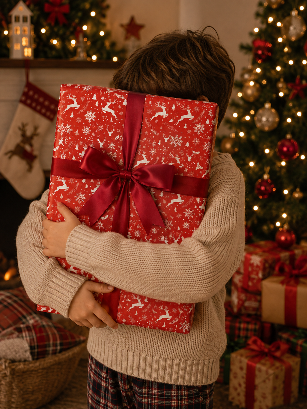 Toptan Yılbaşı Hediye Paketi Kağıdı 50x70 cm – Noel Temalı | 48'li Set