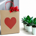 Kalp Baskılı Kraft Kağıt Çanta 18x24 cm – Özel Tasarım | 24 Adet