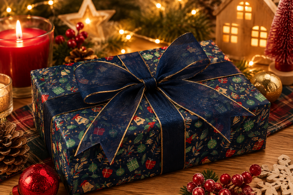 Yılbaşı Hediye Paketi Kağıdı 50x70 cm – Noel Temalı | 4'lü Set