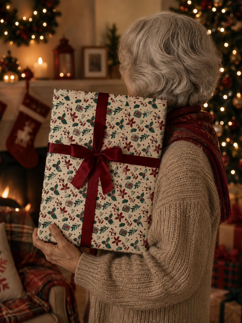 Toptan Yılbaşı Hediye Paketi Kağıdı 50x70 cm – Noel Temalı | 48'li Set