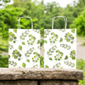 Toptan Yaprak Baskılı Beyaz Kağıt Çanta – 18x24 + 25x31 cm | 500'lü Set